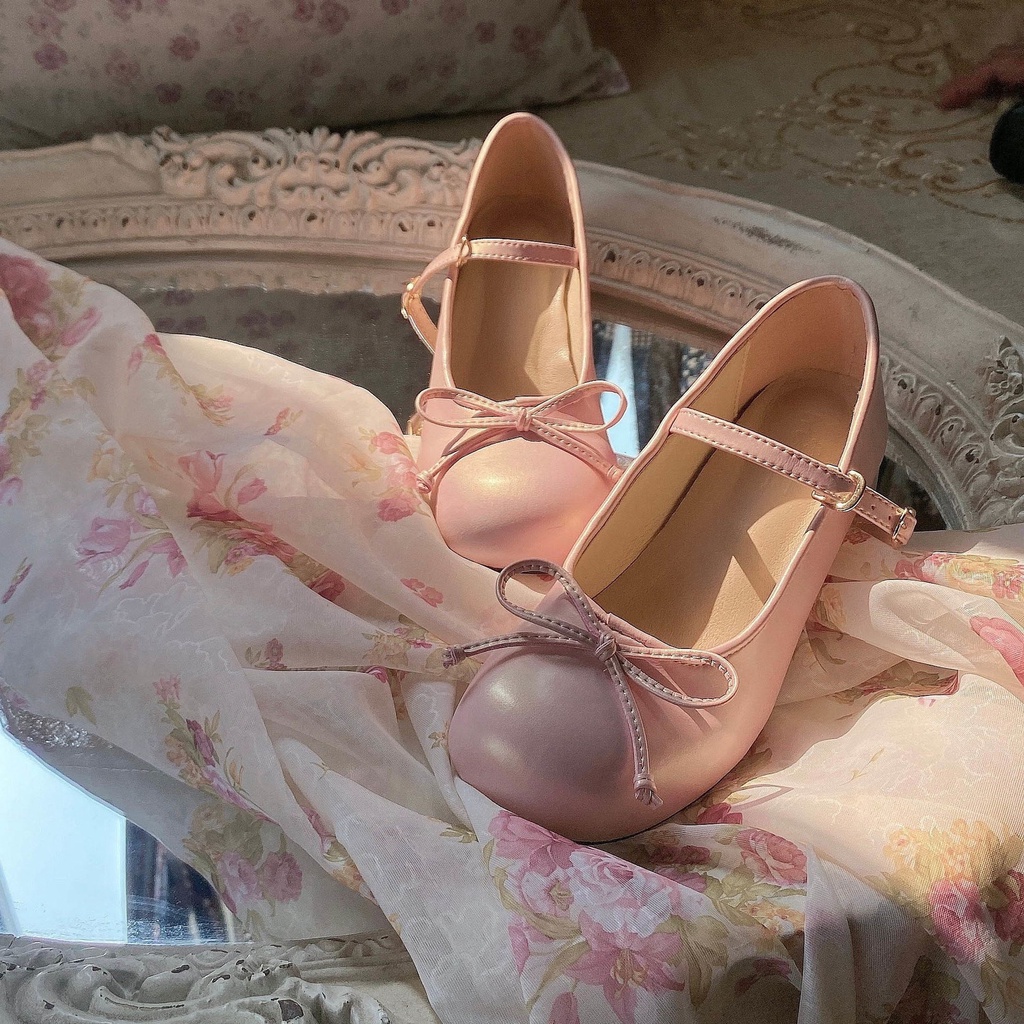 Giày Da Mũi Tròn Phong Cách lolita Nhật Bản Dễ Thương