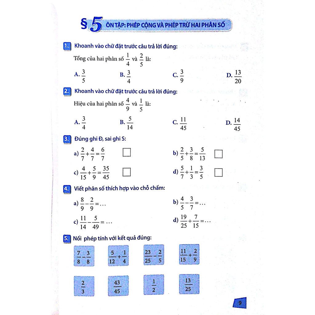 Sách: Bài Tập Trắc Nghiệm Và Đề Kiểm Tra Toán Lớp 5 - B43