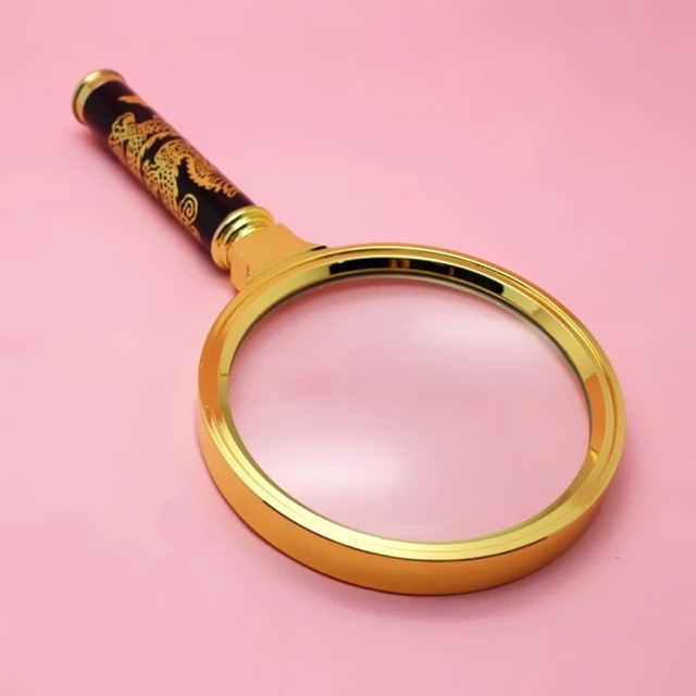 Kính lúp cầm tay Magnifier tay cầm rồng mạ vàng cuộn quanh.