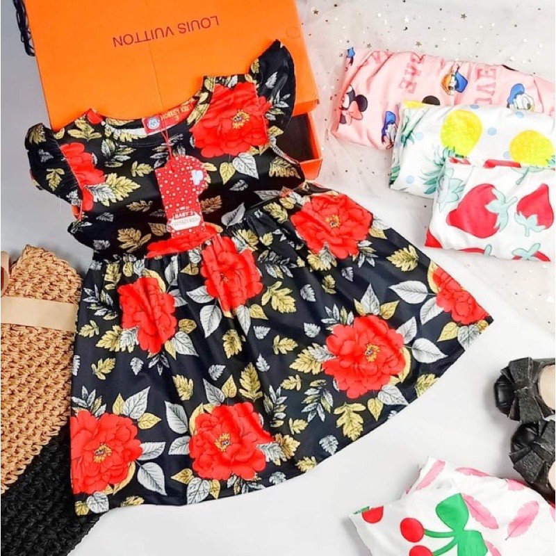 Bộ bánh bèo tay cánh tiên thun cotton quần xòe cho bé gái - Bộ bé gái - FREESHIP