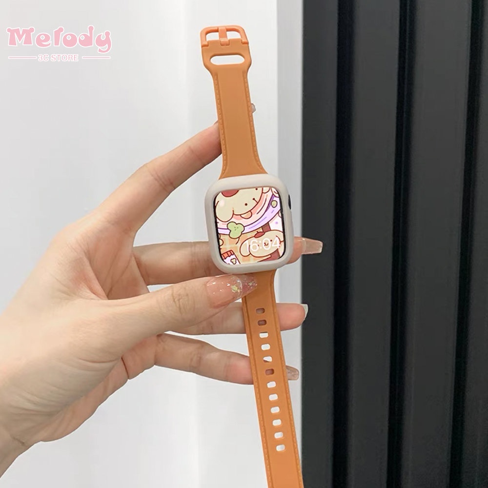 Dây Đeo Silicone Kèm Ốp Bảo Vệ Cho Đồng Hồ Thông Minh iwatch 45 / 44 / 42 / 41 / 40 / 38mm Series 8 7 6 SE 5 4 3