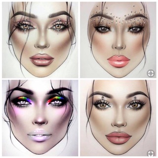 GIẤY VẼ MAKEUP ( FACECHART ) TỔNG HỢP