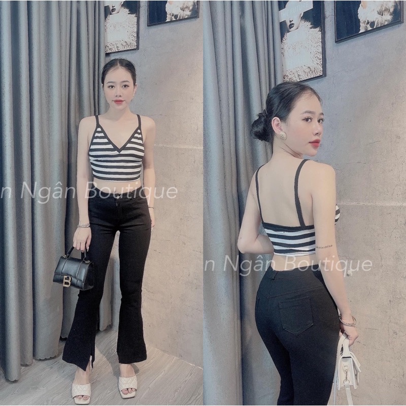 Áo 2 dây nữ phối form croptop