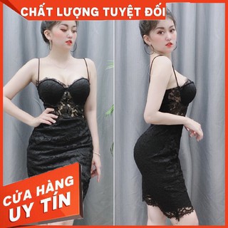 [FREE SHIP] ✔️hienphamstore✔️ Đầm ren 2 dây sang chảnh, cúp quả ngực ren nổi - DN7326