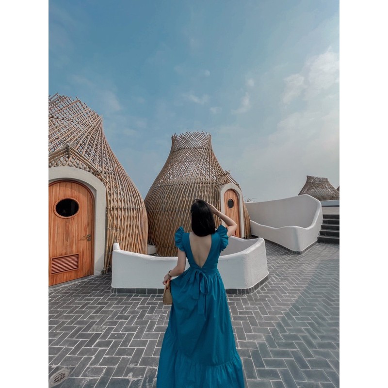 ( Ảnh thật ) V0439 Váy maxi xẻ chân nơ lưng | BigBuy360 - bigbuy360.vn