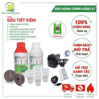 Combo 7 món dụng cụ trồng rau thủy canh tặng 1 gói hạt giống | Hàng chính hãng, có bảo hành, hướng dẫn trồng rau A-Z