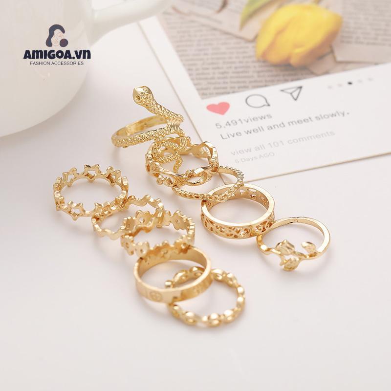✨✨Bộ 10 Nhẫn Hình Rắn Thiết Kế Đơn Giản Sáng Tạo Cho Nữ