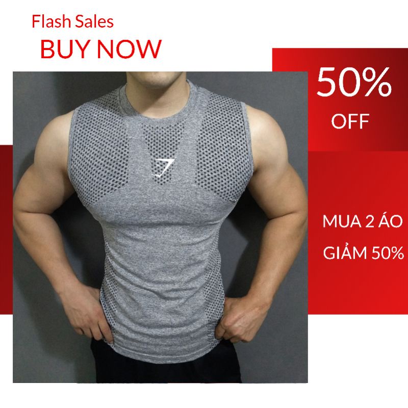 [MUA 2 GIẢM 50%] Áo Ba Lỗ Gymshark - Áo Tank Top Gym Nam, Vải mềm mịn mát, Form ôm căng Body