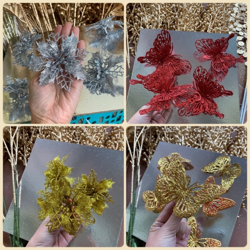 Hoa nhũ kim tuyến trạng nguyên phụ kiện trang trí tết  làm tháp tài lộc tháp bia tháp bánh kẹo thắp hương