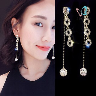 Khuyên tai tua rua đính ngọc trai nhân tạo sang trọng