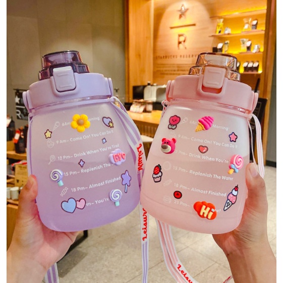 Bình Nước 1,2L Có Vạch Báo Nhắc Giờ Uống Nước ( Tặng Sicter)