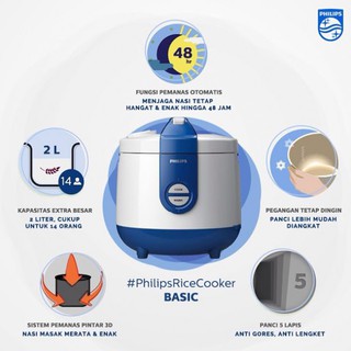 Nồi cơm điện Philips HD3119/66 dung tích 2 lít