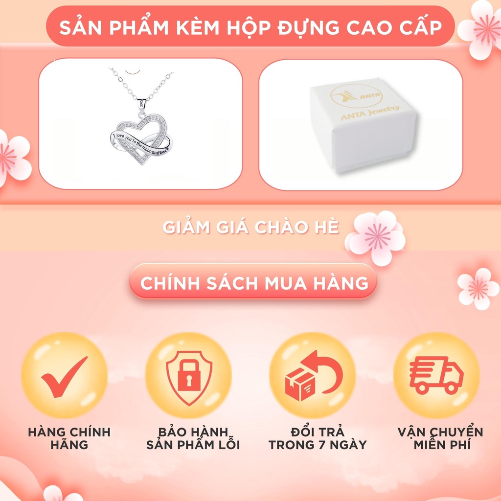 Dây chuyên mặt hình trái tim đính đá uốn lượn cách điệu ANTA Jewelry - ATJ8044