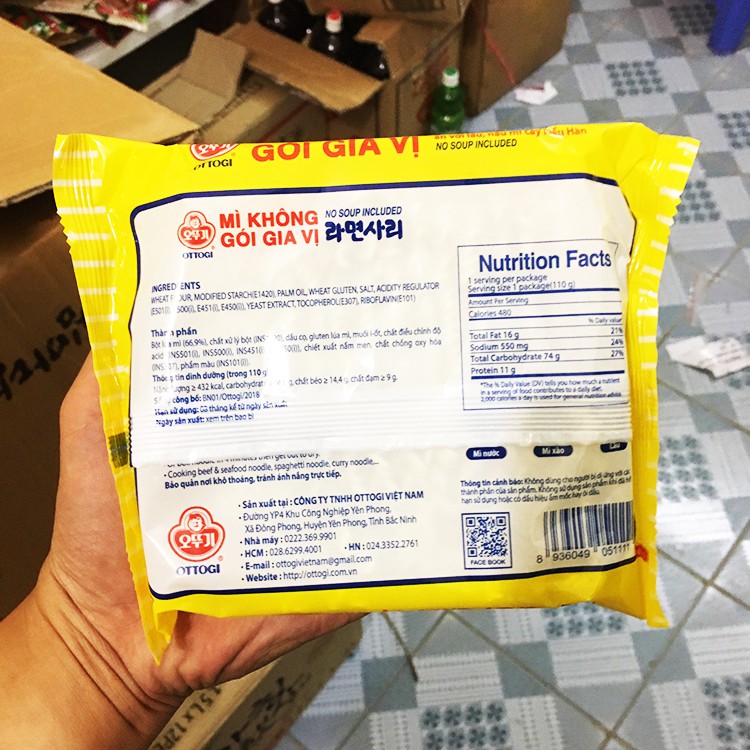 Mì không gói gia vị Ottogi Hàn quốc 110g/gói