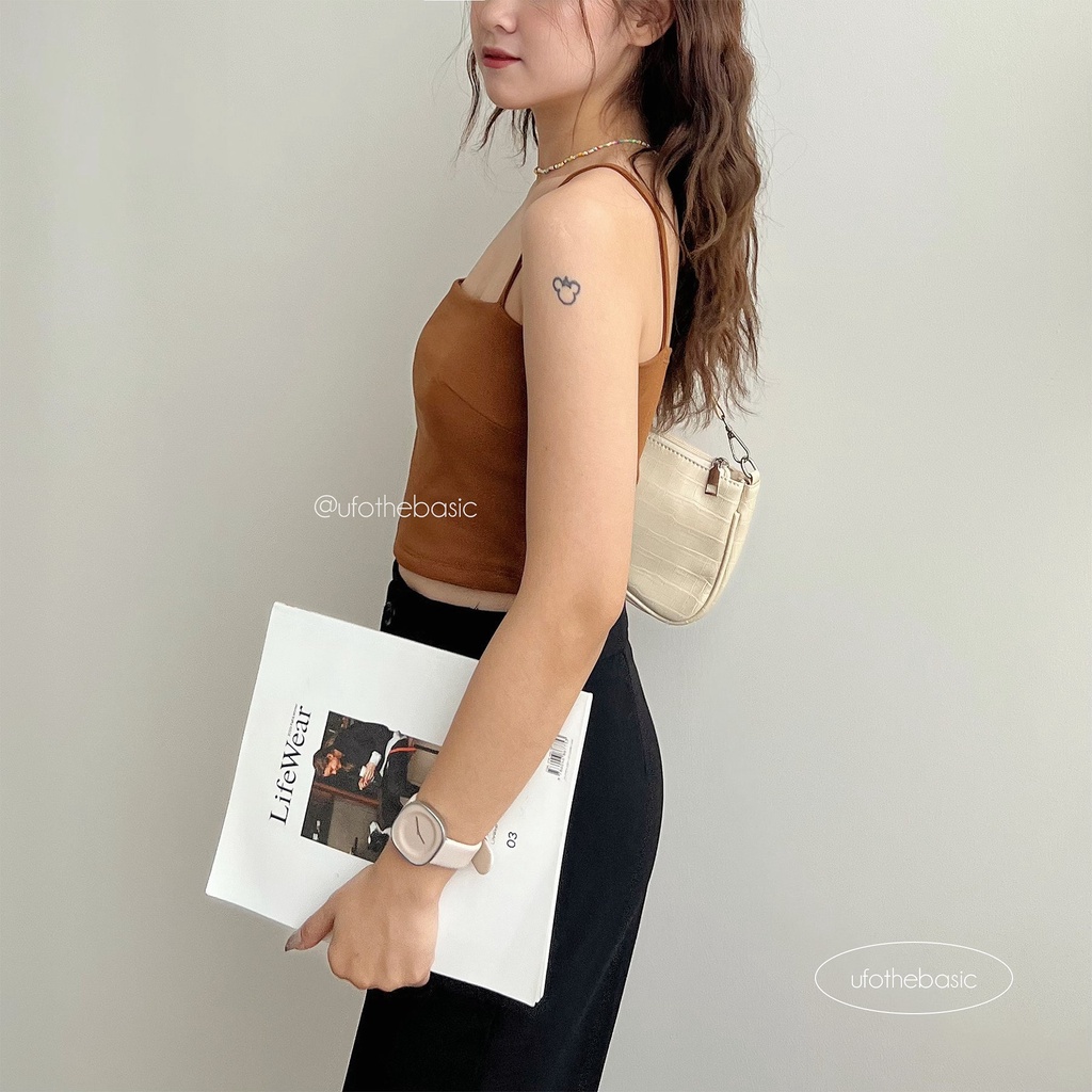 Áo 2 dây quây cotton borib 2 lớp không đệm - by ufo.thebasic