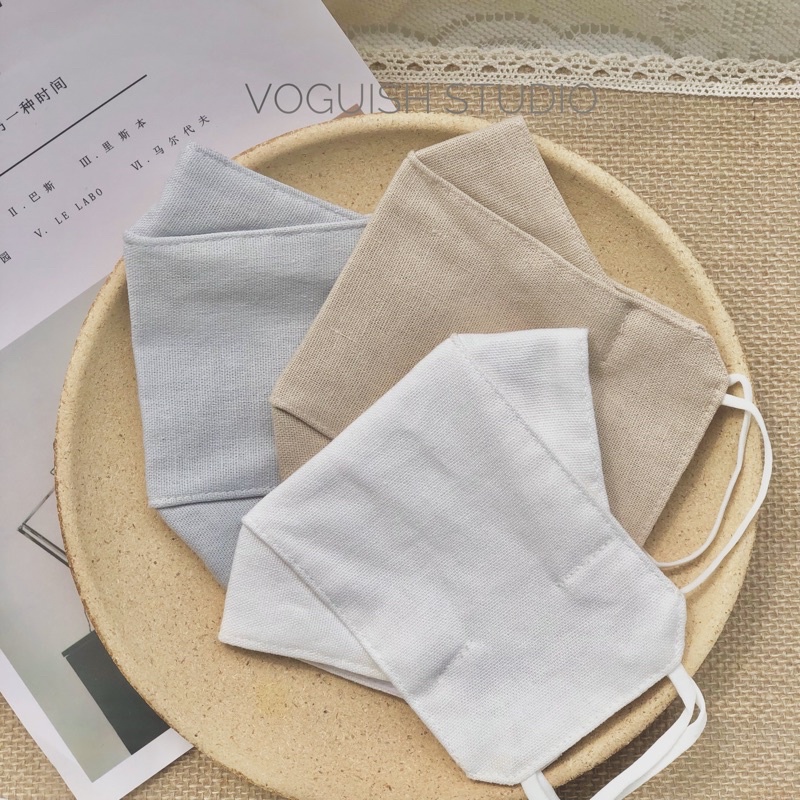 Combo 3 Khẩu Trang Linen Sợi Tự Nhiên Cotton 3 Lớp Kháng Khuẩn