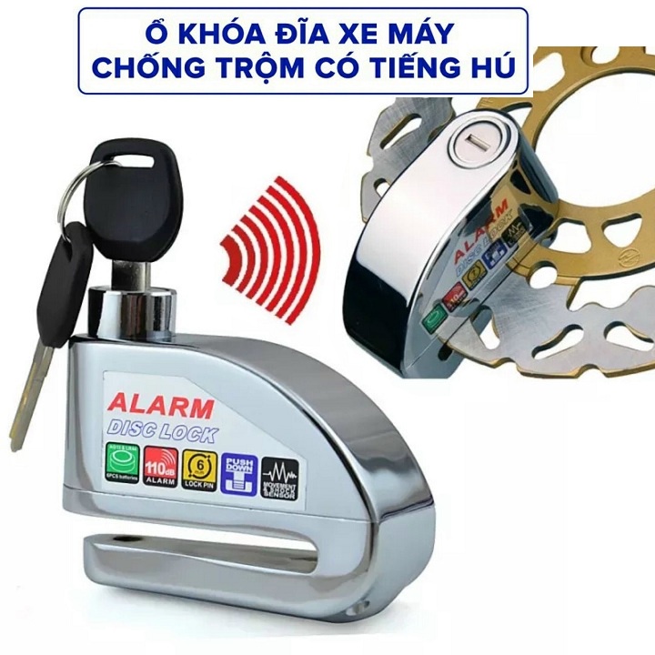 [Khóa Đĩa Xe Máy] Ổ khoá đĩa xe máy chống trộm có tiếng hú báo động, an tâm trên mọi nẻo đường