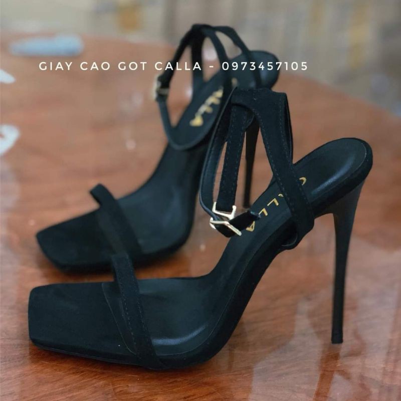 Sandanl calla dây mảnh hở gót cao cấp màu đen 9_10p và  11_12p