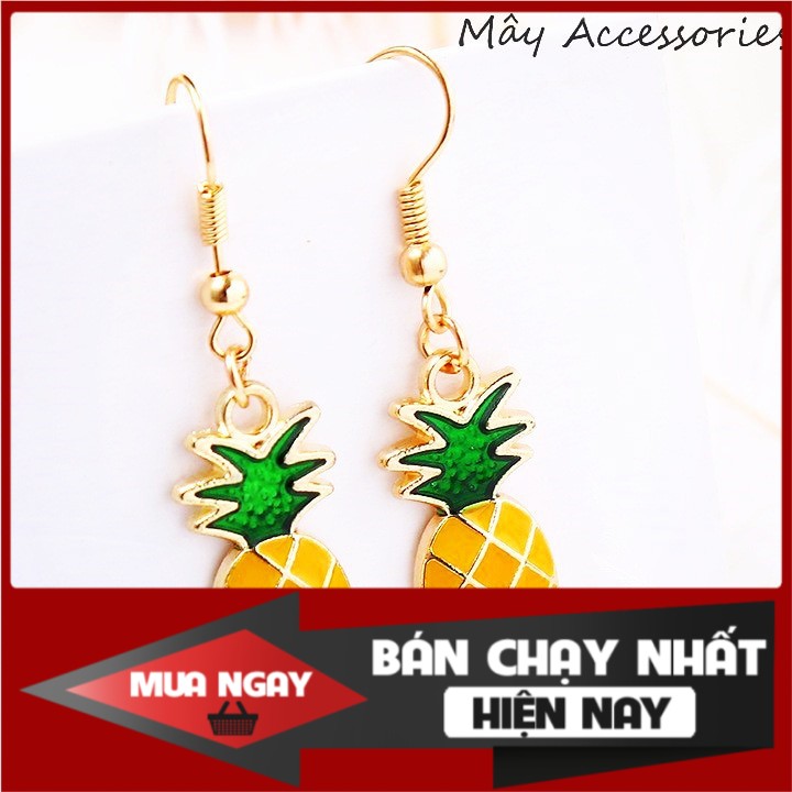 Bông tai trái cây nhiệt đới, thiết kế trái khóm kiểu khuyên tai Hàn Quốc (vàng) [Mây Collections - mùa hè rực rỡ]