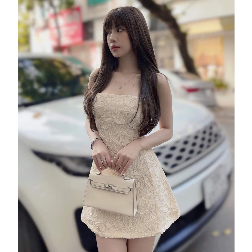 VÁY REN HOA NỔI ĐAN DÂY LƯNG
