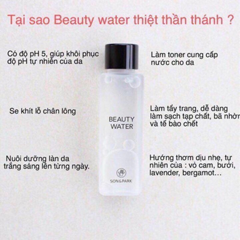 [Best Seller]  "Nước Thần" Đa Năng - Nước Hoa Hồng Kiêm Tẩy Trang, Làm Sạch Da Son & Park Beauty Water 30ml