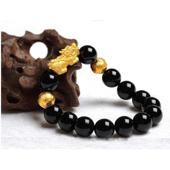 Vòng Tay Tỳ Hưu Phong Thuỷ Mạ Vàng Cho Nam Nữ