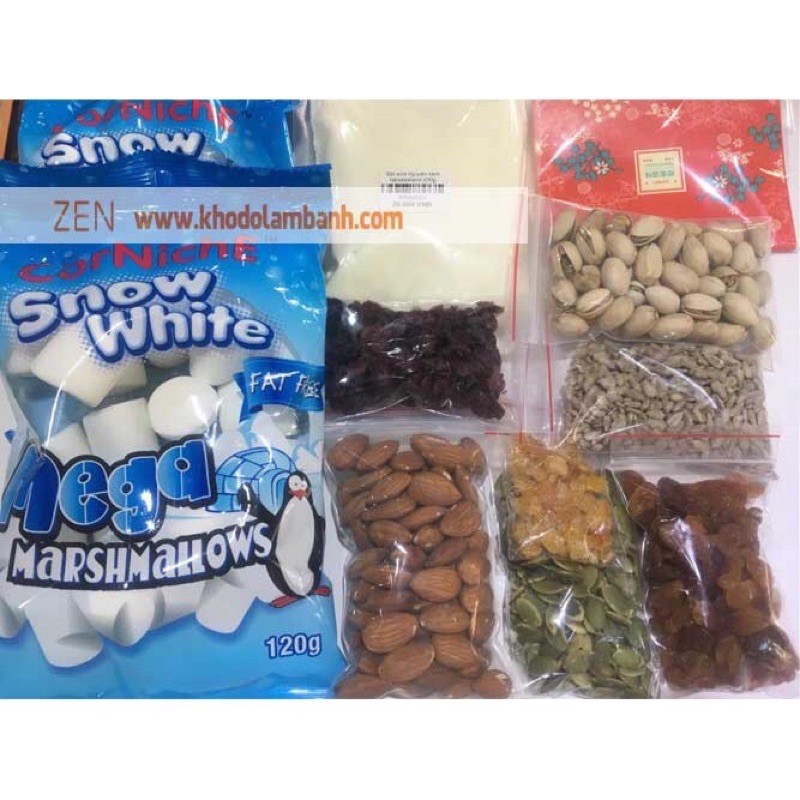 Nguyên liệu làm kẹo Nougat tự chọn, nougat tự chọn nguyên liệu
