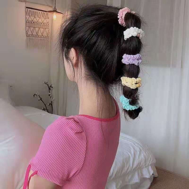 Set 2 Dây Cột Tóc Vải Màu Pastel Scrunchies Nhỏ Cột Tóc Buộc Tóc Phong Cách Hàn Quốc Hanada K5-V012
