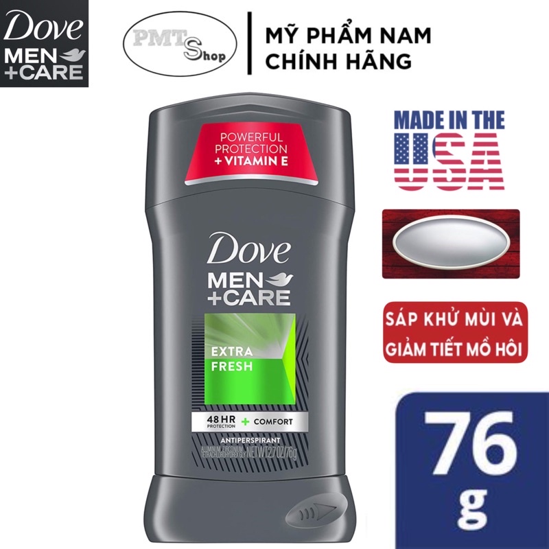 [USA] Lăn sáp khử mùi nam Dove Men +Care Extra Fresh 76g (sáp trắng) ngăn mồ hôi - Mỹ