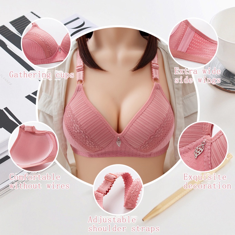 Áo Lót Nâng Ngực Không Gọng Cúp B C D Size 36-44 Chất Liệu Cotton Mỏng Mềm Mại Thoải Mái