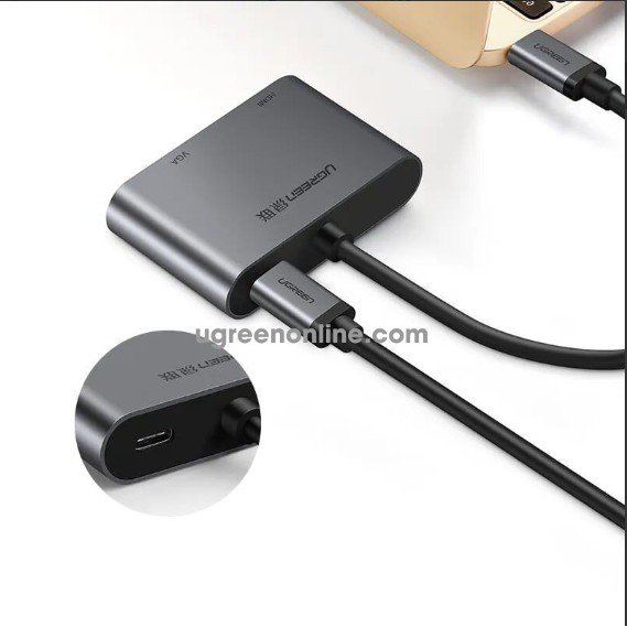 Bộ Chia USB Type C to HDMI&VGA - Xuất 2 Cổng Cùng Lúc Ugreen 50505