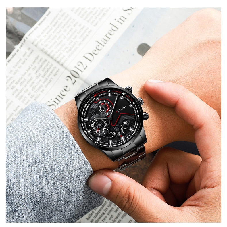 LWCC 811 Đồng hồ quartz nam dây đeo thép không gỉ thời trang