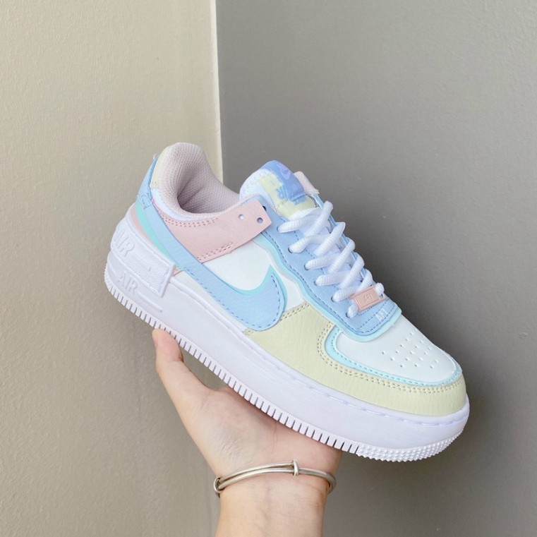 Giày Af1 Shadow màu Pastel trắng vàng xanh dương hồng | BigBuy360 - bigbuy360.vn