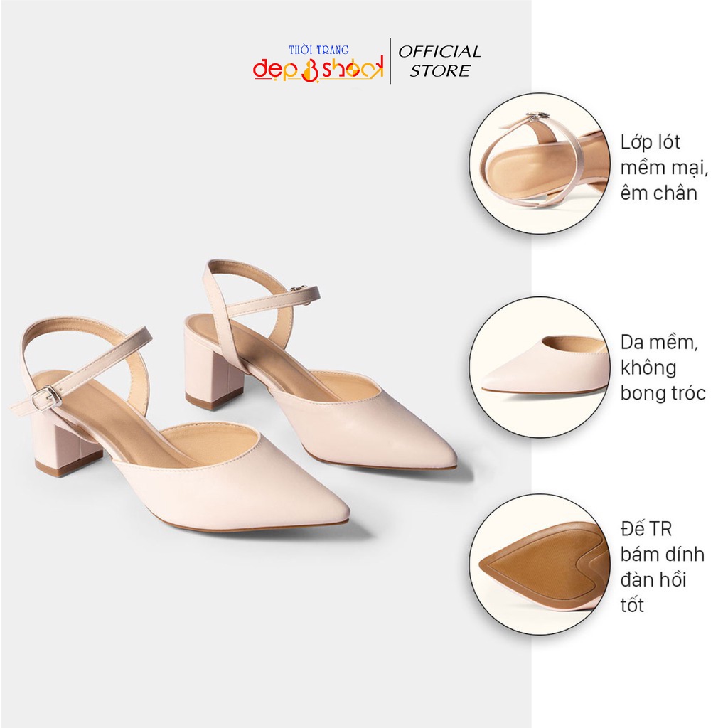 Sandal cao gót big size bít mũi hở hậu gót vuông 5cm Ms19017