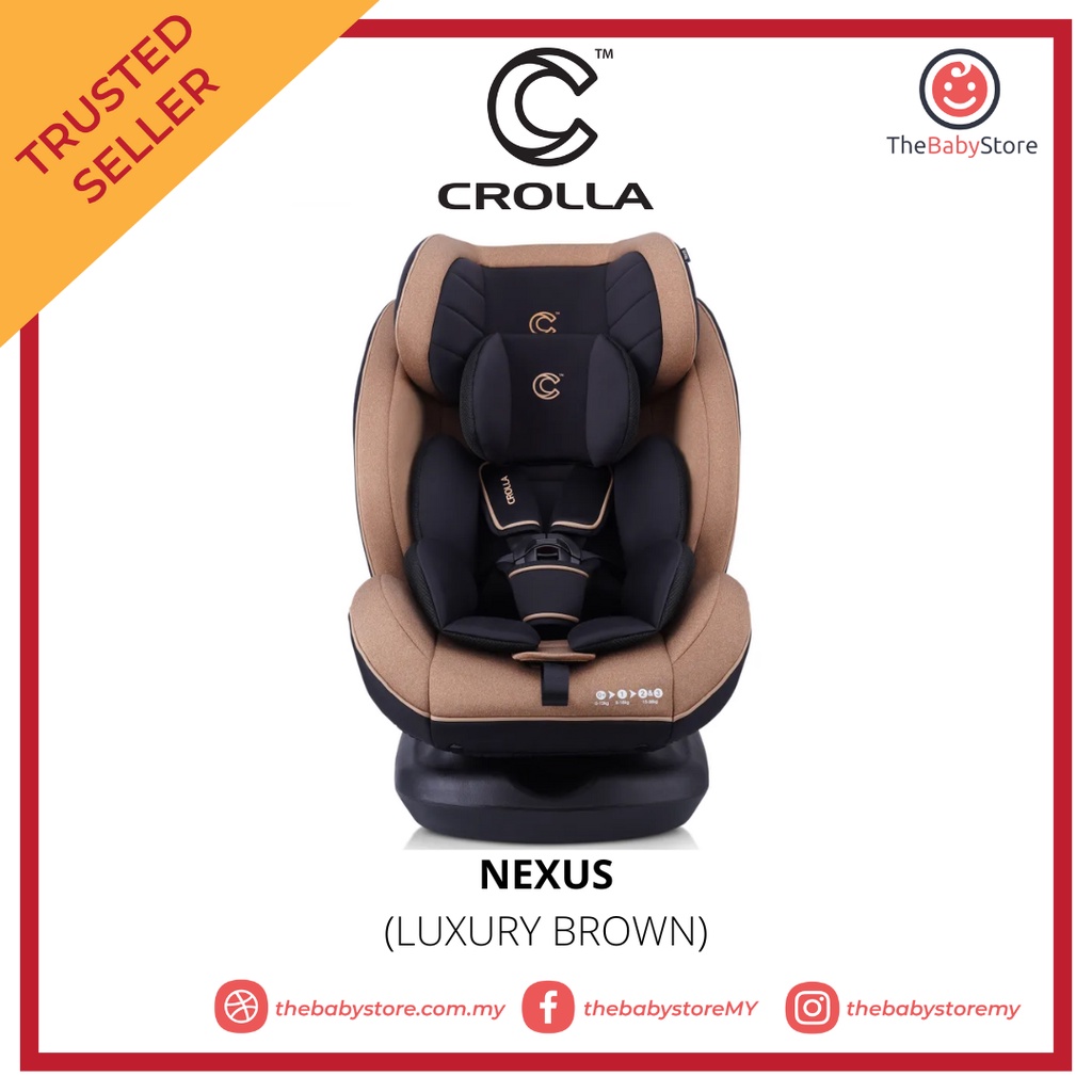 Crolla Nexus Baby Carseat (NEW COLOUR) from Newborn up to 36kg-Luxury Brown [ 1-to-1 Crashed Exchange Program ]