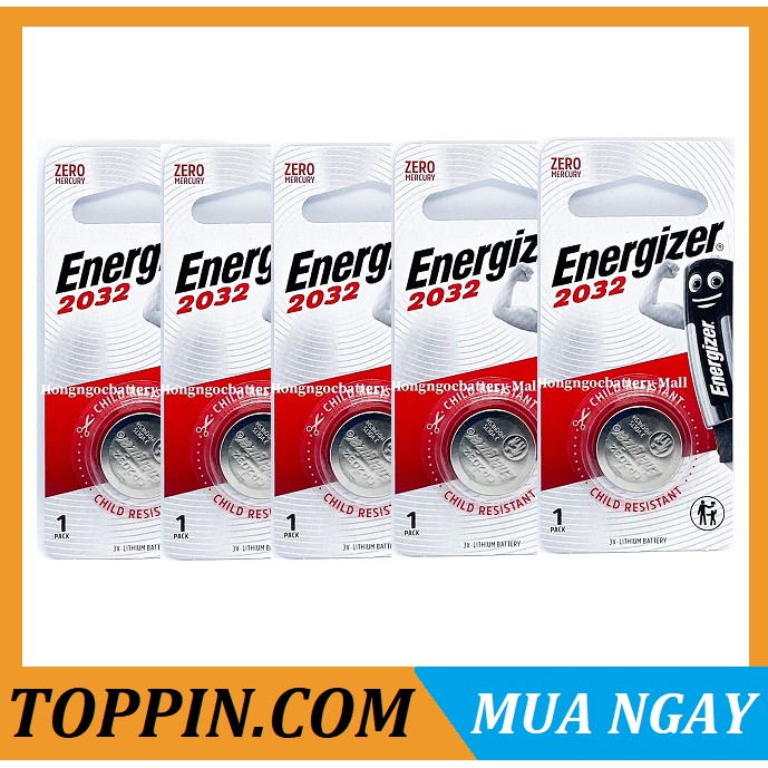 [TOPPIN] Combo 5 Viên Pin CR2032 Energizer Lithium 3V