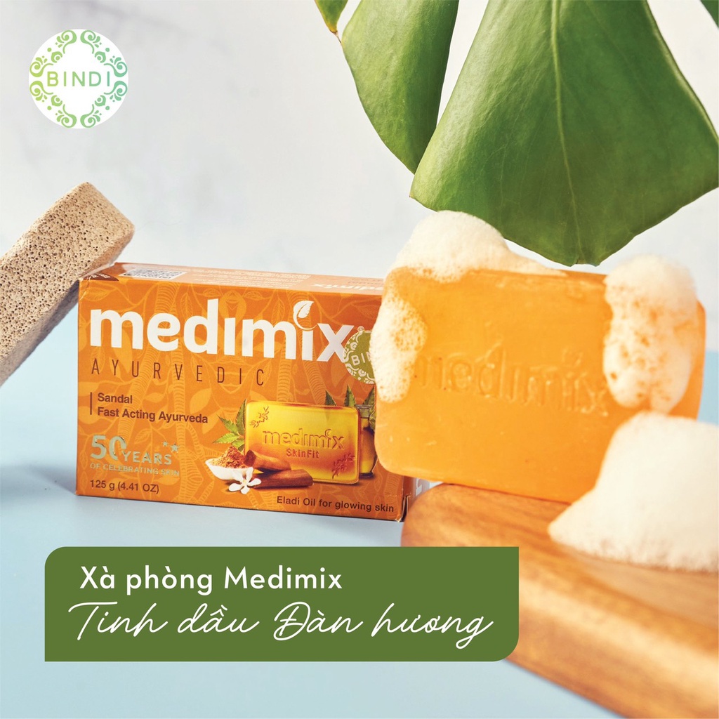 Combo bánh xà phòng Medimix Ayurveda cho da mụn lưng chiết xuất thảo dược đàn hương - cỏ hương bài - nghệ - kumkumadi