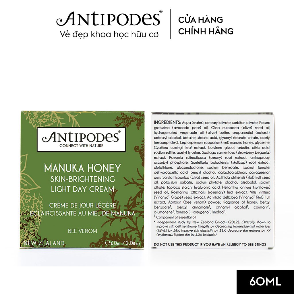 Kem Dưỡng Sáng Da Ban Ngày Antipodes Manuka Honey Skin-Brightening Light Day Cream 60ml