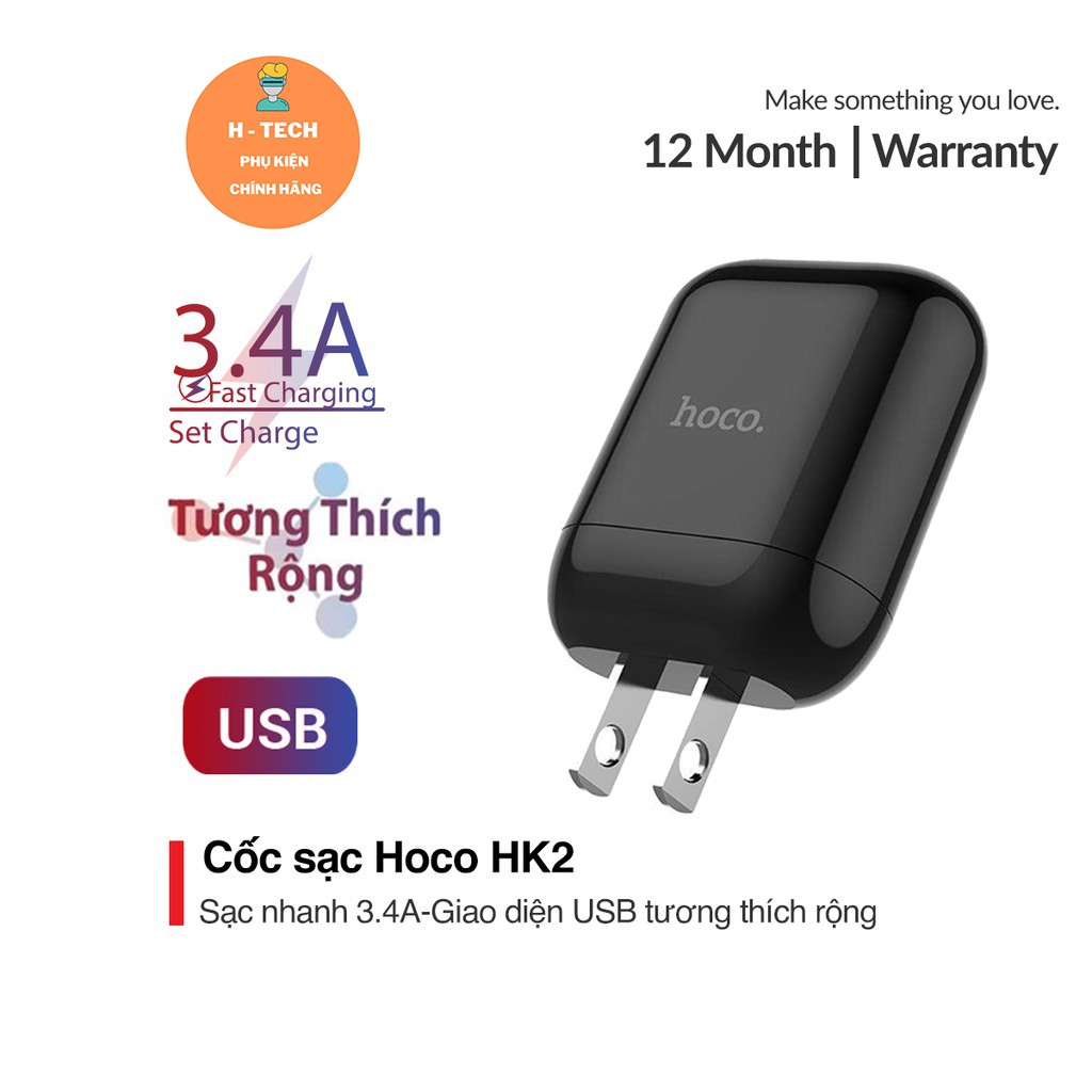 [ HÀNG CHÍNH HÃNG ] Cốc sạc Hoco sạc nhanh HK2 3.4A dành cho iPhone,iPad,Note 10,11 Pro max