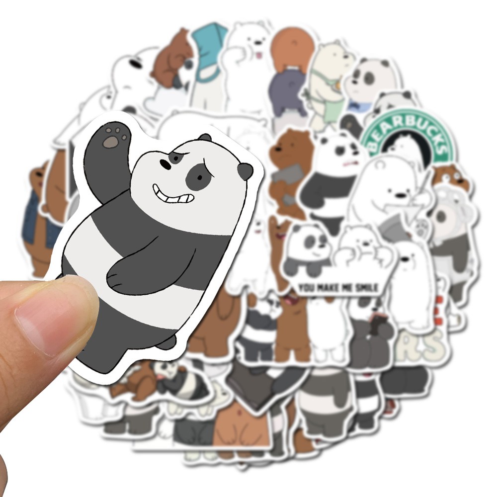 Set 50 sticker họa tiết hình gấu hoạt hình chống thấm nước dễ thương