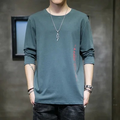 Áo thun cotton tay dài cổ tròn dáng rộng thời trang mùa thu mới cho nam