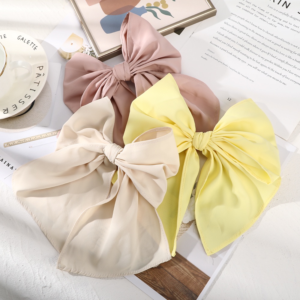 Kẹp tóc nơ HAIMEIKANG vải màu trơn đơn giản chất lượng cao 18cm