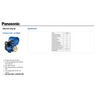 Máy bơm tăng áp Panasonic A-200JAK (200W)