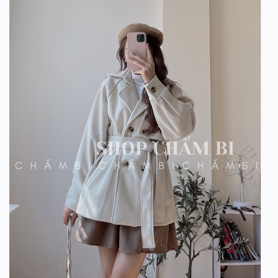 Áo Khoác Dạ Trơn Tay Bo Túi Chéo Dày Ấm Freessize&lt;60kg - A.121 (có dây đai)