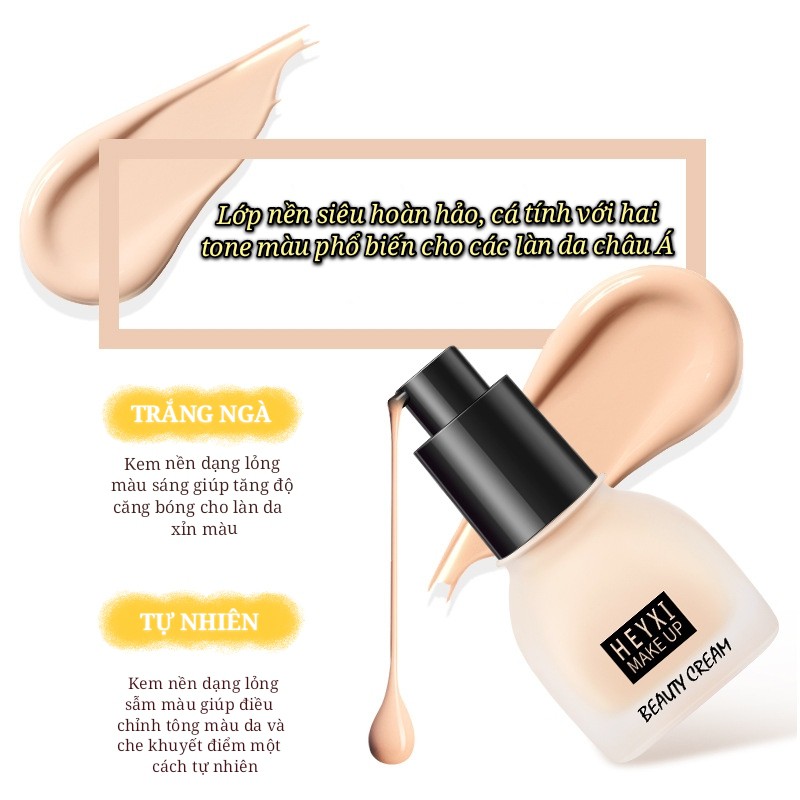 Kem nền dưỡng ẩm HEYXI che phủ khuyết điểm làm đều màu da Beauty Cream Skin Foundation 30ml HEYX14 | BigBuy360 - bigbuy360.vn
