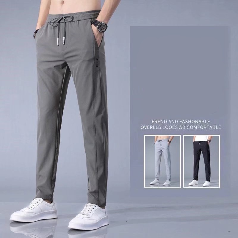 Quần Thể Thao Vải Lụa Lạnh Siêu Mỏng Ống Rộng Thời Trang Mùa Hè Dành Cho Nam M-5XL