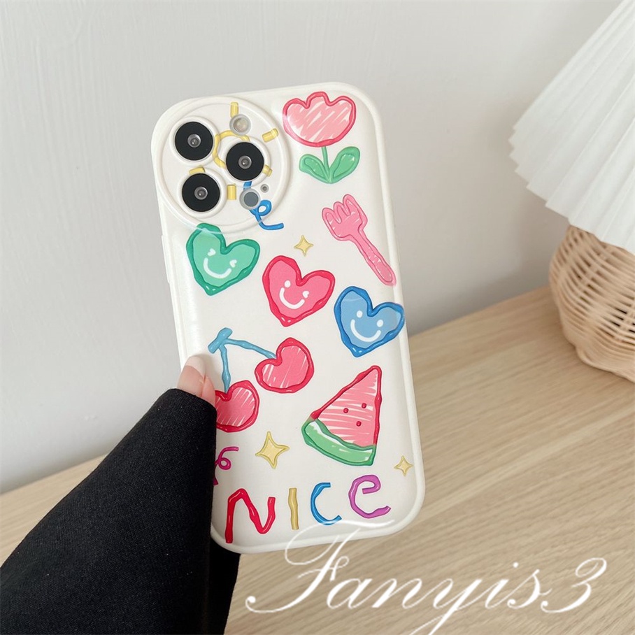 Ốp Điện Thoại TPU Mềm Đệm Khí In Hình Trái Tim Hoạt Hình Cho iPhone 14 13 12 11 Pro Max X XR Xs Max 8 7 6 6s Plus SE 2020