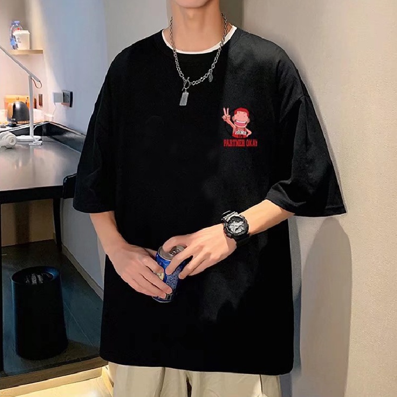 Áo Thun Dáng Rộng In Chữ Phong Cách Hàn Quốc Thời Trang Mùa Hè Cho Nam Và Nữ [M-8XL]