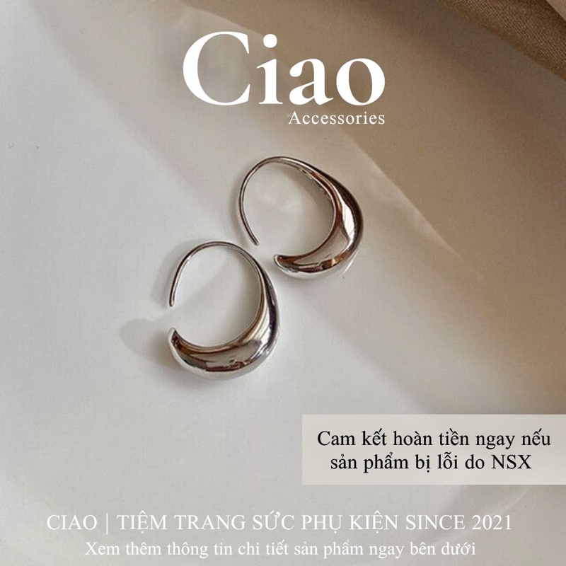 [HOẢ TỐC 1H] Khuyên tai/ Bông tai mạ bạc S925 thiết kế hình chữ C phong cách Willow Ciao
