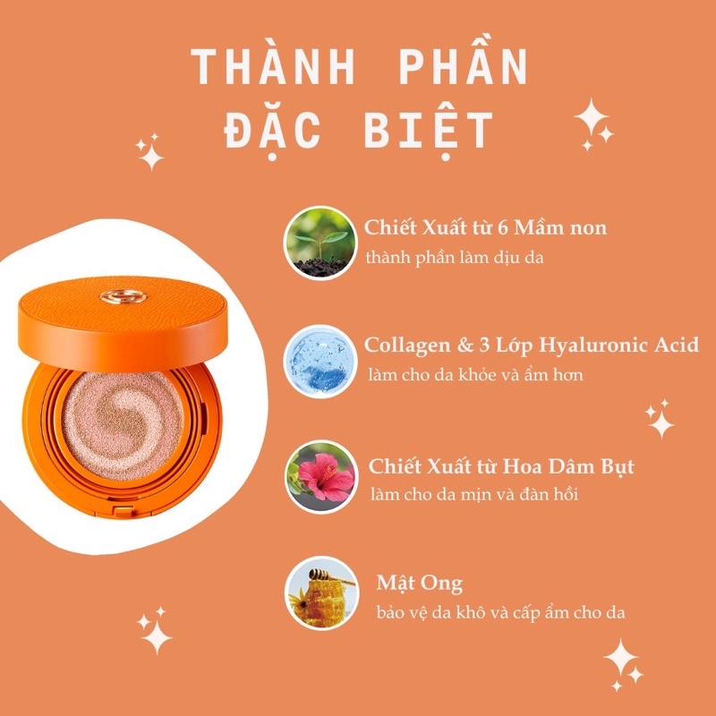 Phấn nước Cushion Aura DPC che khuyết điểm bản cam Limited